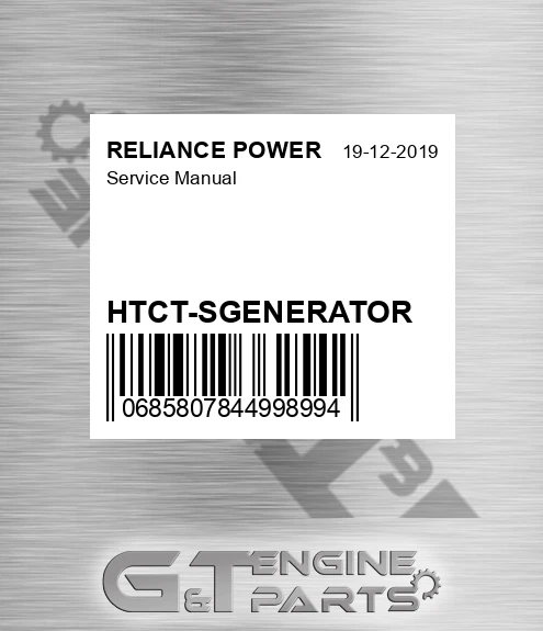 HTCT-SGENERATOR Service Manual for RELIANCE POWER