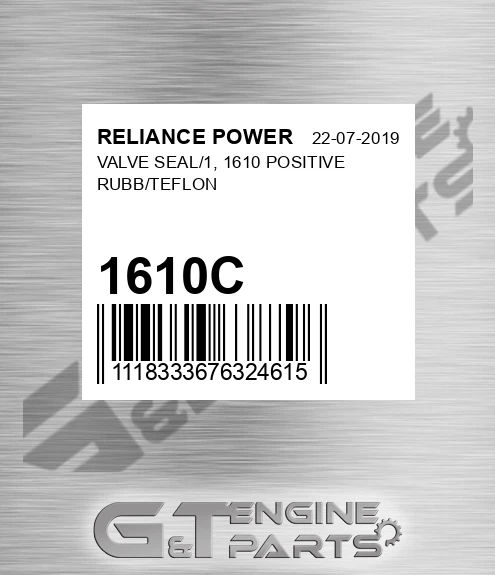 1610C Valve Seal/1, 1610 Positive Rubb/teflon