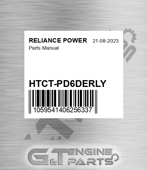 HTCT-PD6DERLY Parts Manual for RELIANCE POWER