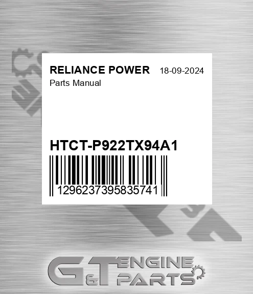 HTCT-P922TX94A1 Parts Manual for RELIANCE POWER