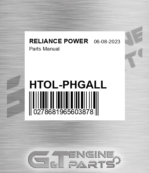 HTOL-PHGALL Parts Manual for RELIANCE POWER