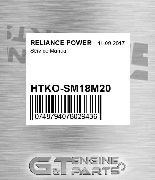HTKO-SM18M20 Service Manual for RELIANCE POWER