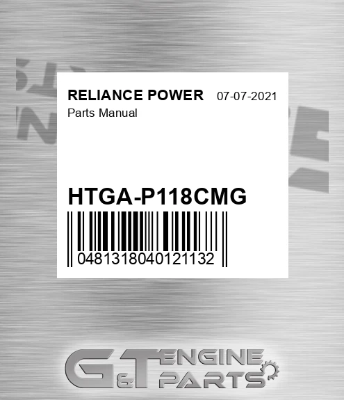 HTGA-P118CMG Parts Manual for RELIANCE POWER