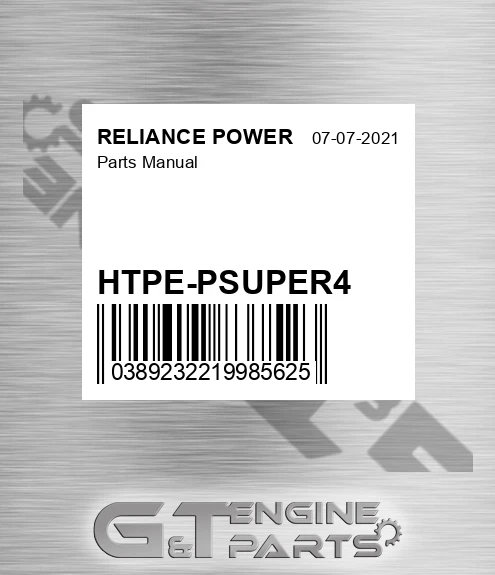 HTPE-PSUPER4 Parts Manual for RELIANCE POWER