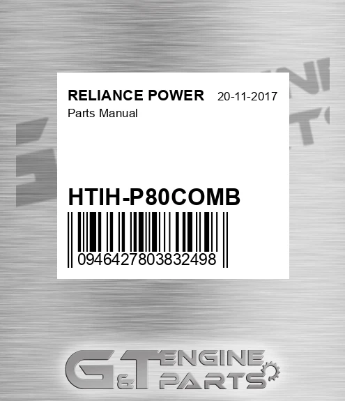 HTIH-P80COMB Parts Manual for RELIANCE POWER