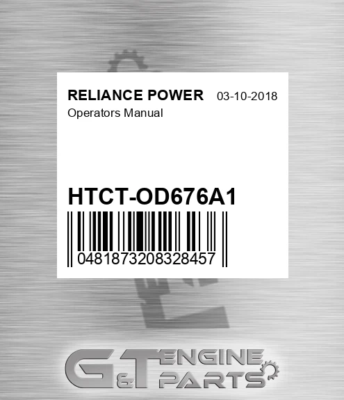 HTCT-OD676A1 Operators Manual for RELIANCE POWER