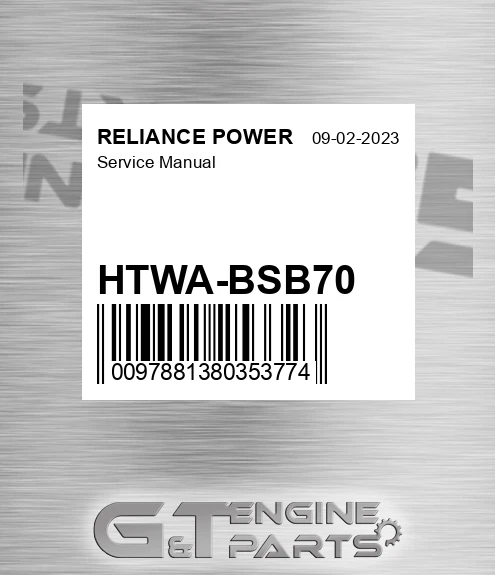 HTWA-BSB70 Service Manual for RELIANCE POWER
