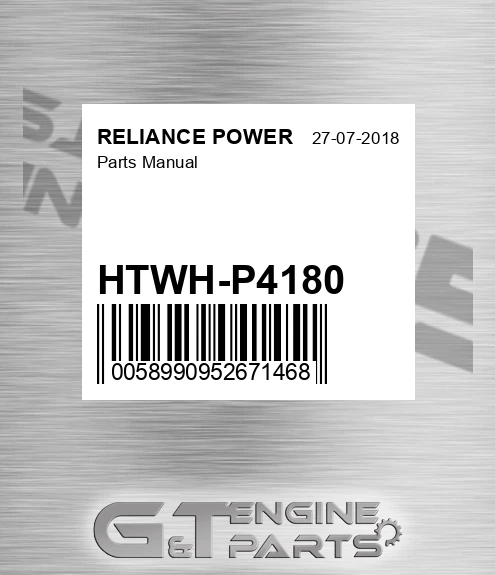 HTWH-P4180 Parts Manual for RELIANCE POWER