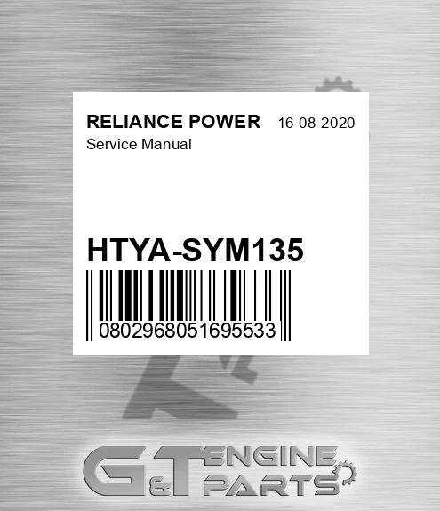 HTYA-SYM135 Service Manual for RELIANCE POWER