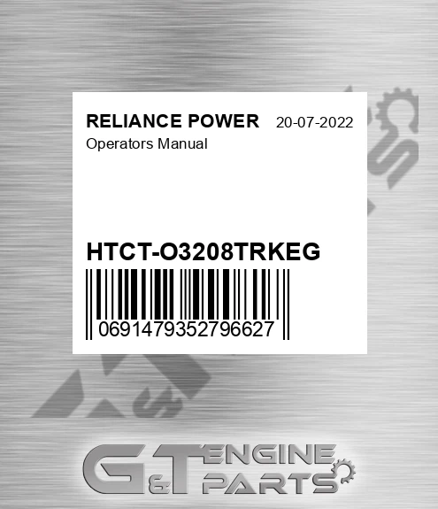 HTCT-O3208TRKEG Operators Manual for RELIANCE POWER