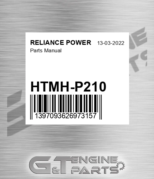 HTMH-P210 Parts Manual for RELIANCE POWER