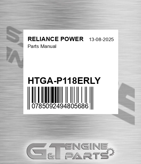 HTGA-P118ERLY Parts Manual for RELIANCE POWER