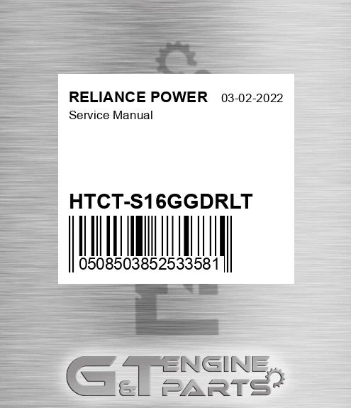 HTCT-S16GGDRLT Service Manual for RELIANCE POWER