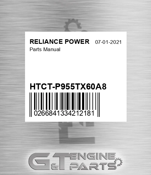 HTCT-P955TX60A8 Parts Manual for RELIANCE POWER