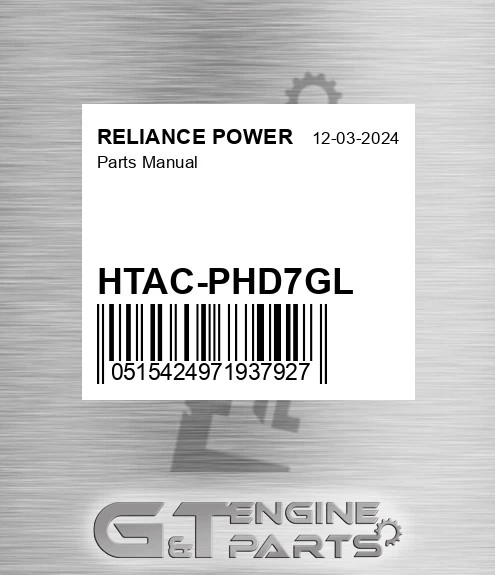 HTAC-PHD7GL Parts Manual for RELIANCE POWER