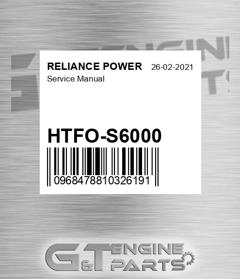 HTFO-S6000 Service Manual for RELIANCE POWER