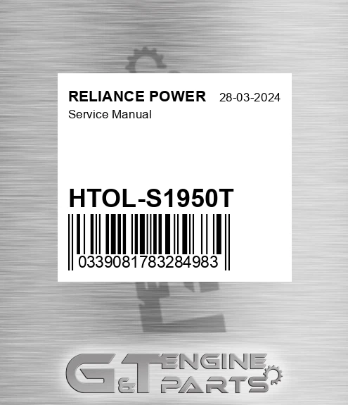 HTOL-S1950T Service Manual for RELIANCE POWER