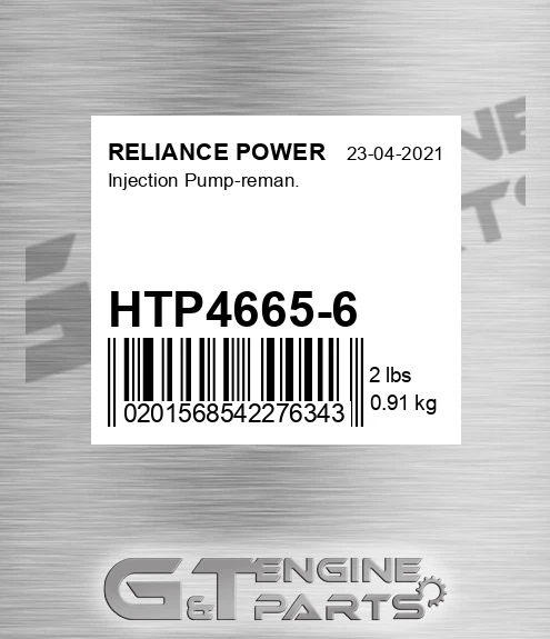 HTP4665-6 Injection Pump-reman. for RELIANCE POWER