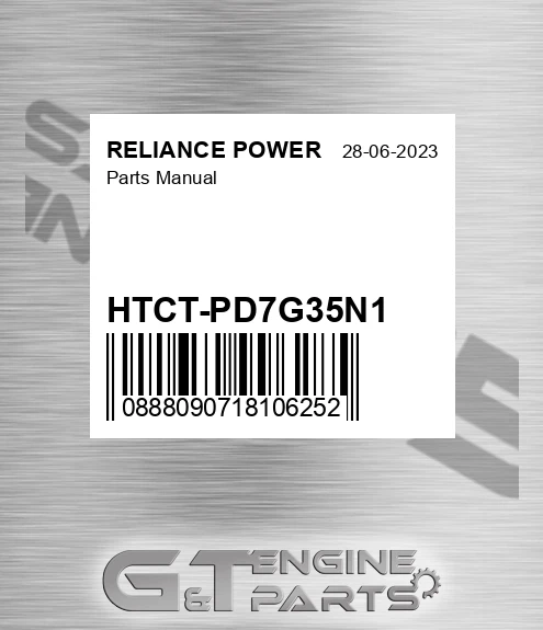 HTCT-PD7G35N1 Parts Manual for RELIANCE POWER