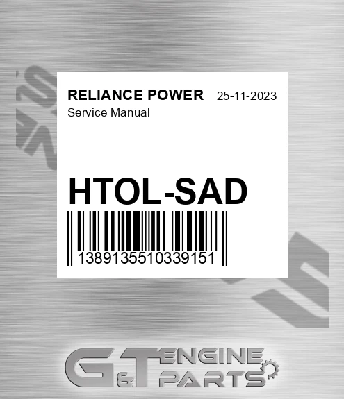 HTOL-SAD Service Manual for RELIANCE POWER