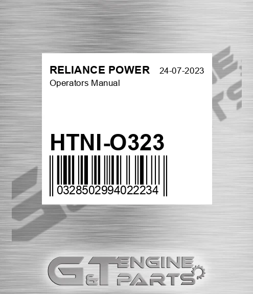 HTNI-O323 Operators Manual for RELIANCE POWER