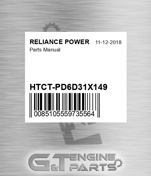 HTCT-PD6D31X149 Parts Manual for RELIANCE POWER