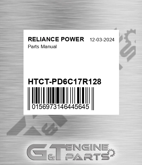 HTCT-PD6C17R128 Parts Manual for RELIANCE POWER
