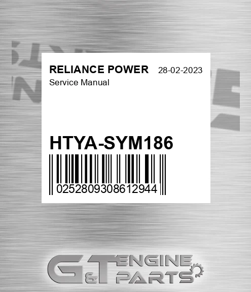 HTYA-SYM186 Service Manual for RELIANCE POWER