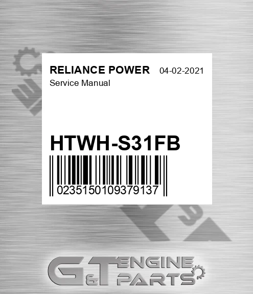 HTWH-S31FB Service Manual for RELIANCE POWER