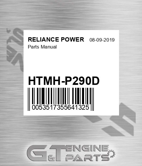HTMH-P290D Parts Manual for RELIANCE POWER