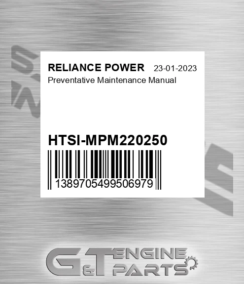 HTSI-MPM220250 Preventative Maintenance Manual for RELIANCE POWER