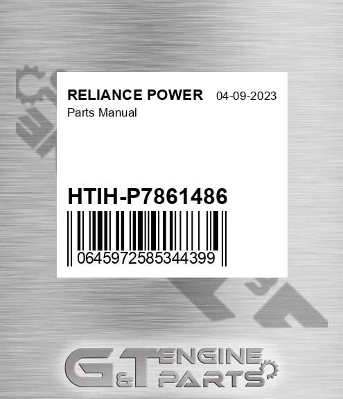 HTIH-P7861486 Parts Manual for RELIANCE POWER