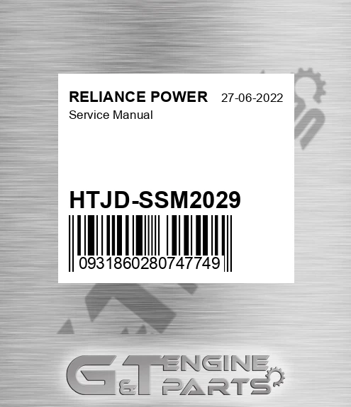 HTJD-SSM2029 Service Manual for RELIANCE POWER