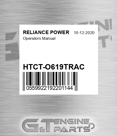 HTCT-O619TRAC Operators Manual for RELIANCE POWER