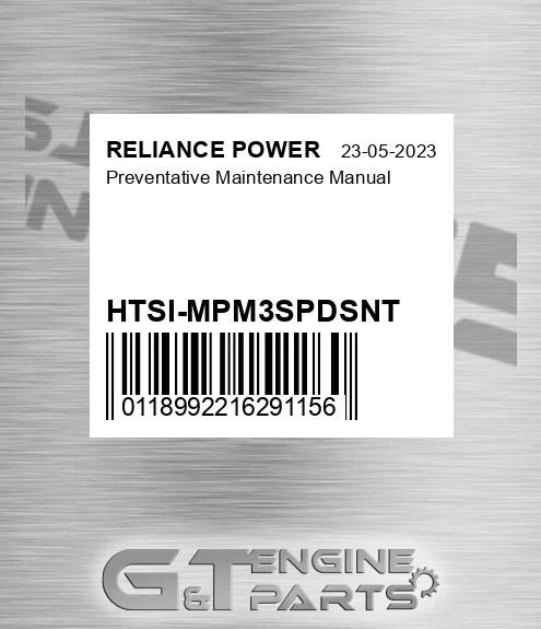 HTSI-MPM3SPDSNT Preventative Maintenance Manual for RELIANCE POWER