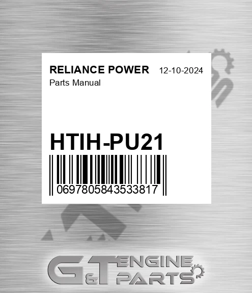 HTIH-PU21 Parts Manual for RELIANCE POWER