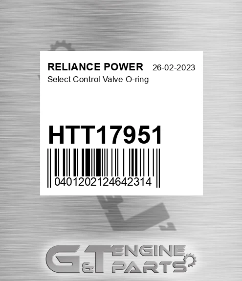 HTT17951 RELIANCE POWER Select Control Valve O-ring