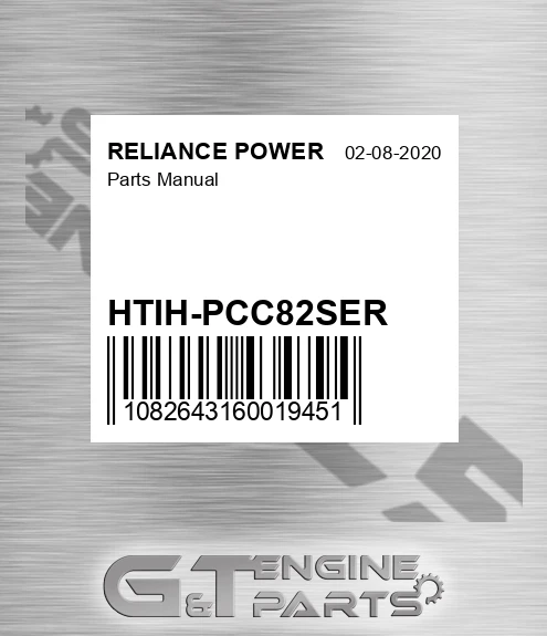 HTIH-PCC82SER Parts Manual for RELIANCE POWER
