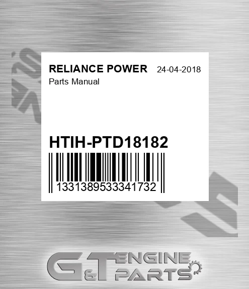 HTIH-PTD18182 Parts Manual for RELIANCE POWER