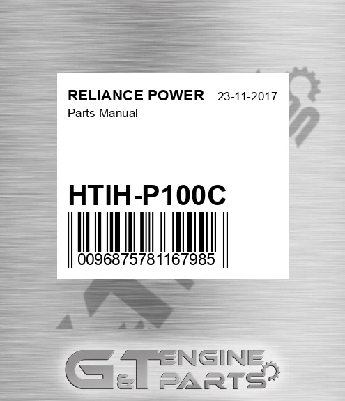 HTIH-P100C Parts Manual for RELIANCE POWER