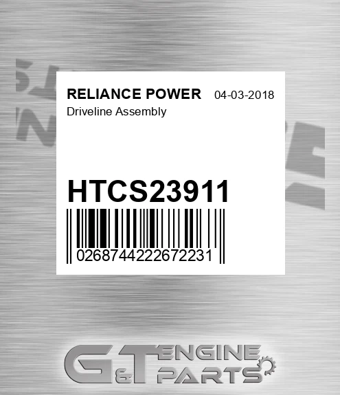 HTCS23911 Driveline Assembly