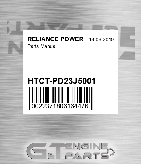HTCT-PD23J5001 Parts Manual for RELIANCE POWER