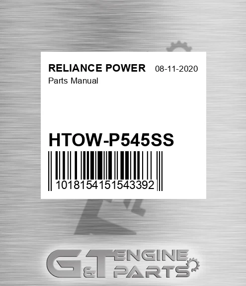 HTOW-P545SS Parts Manual for RELIANCE POWER