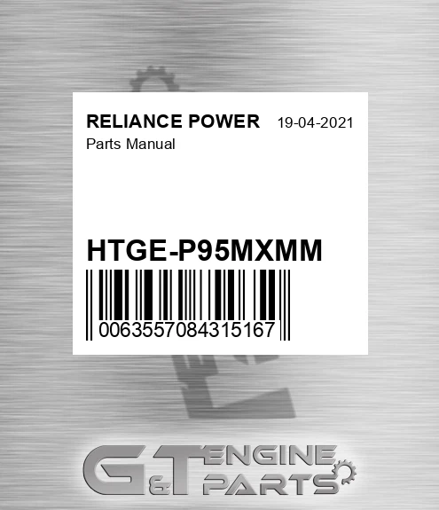 HTGE-P95MXMM Parts Manual for RELIANCE POWER