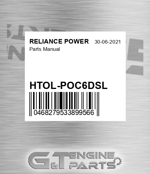 HTOL-POC6DSL Parts Manual for RELIANCE POWER