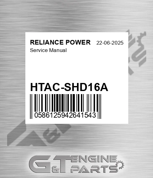 HTAC-SHD16A Service Manual for RELIANCE POWER