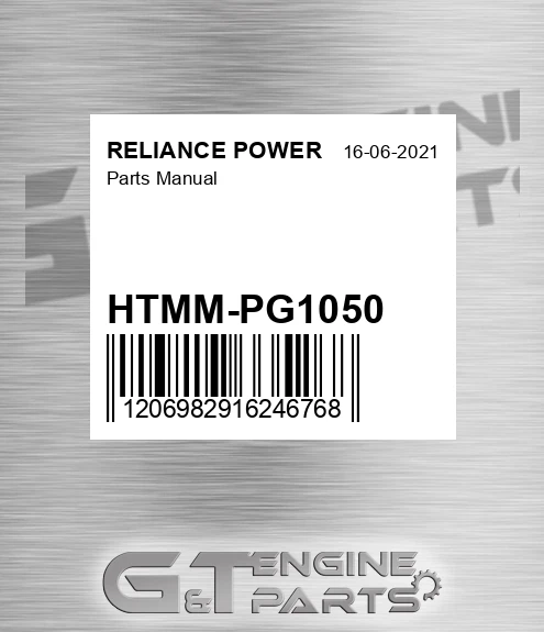 HTMM-PG1050 Parts Manual for RELIANCE POWER