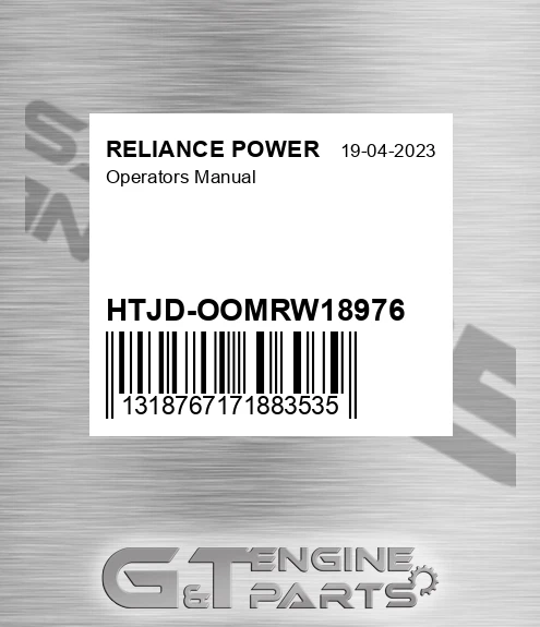 HTJD-OOMRW18976 Operators Manual for RELIANCE POWER
