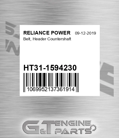 HT31-1594230 Belt, Header Countershaft for RELIANCE POWER