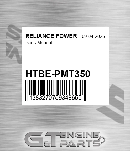 HTBE-PMT350 Parts Manual for RELIANCE POWER